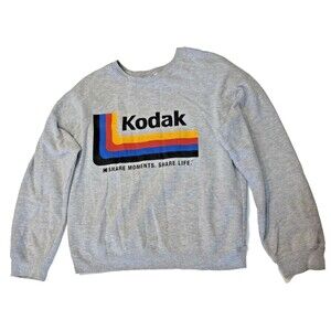 Kodak Retro Photography Sweatshirt 2X Heather Gray Crewneck Boyfriend Fit